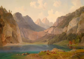 Mountain Landscape with Resting Herd in the Foreground